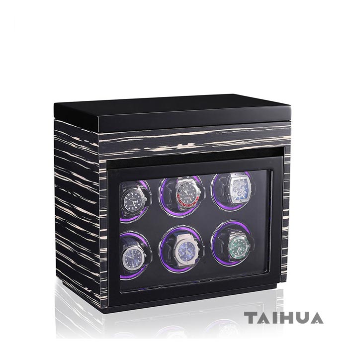Wooden Automatic Six Watch Winder with 6 Storage