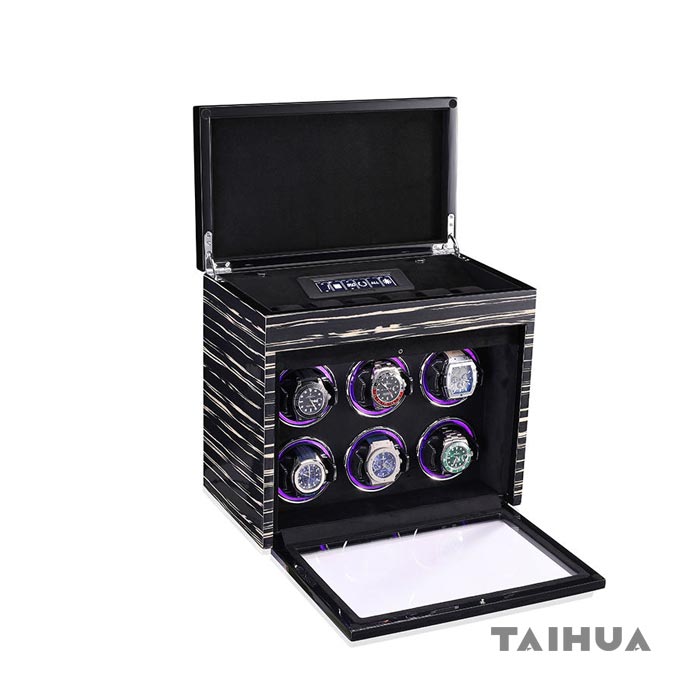 Wooden Automatic Six Watch Winder with 6 Storage
