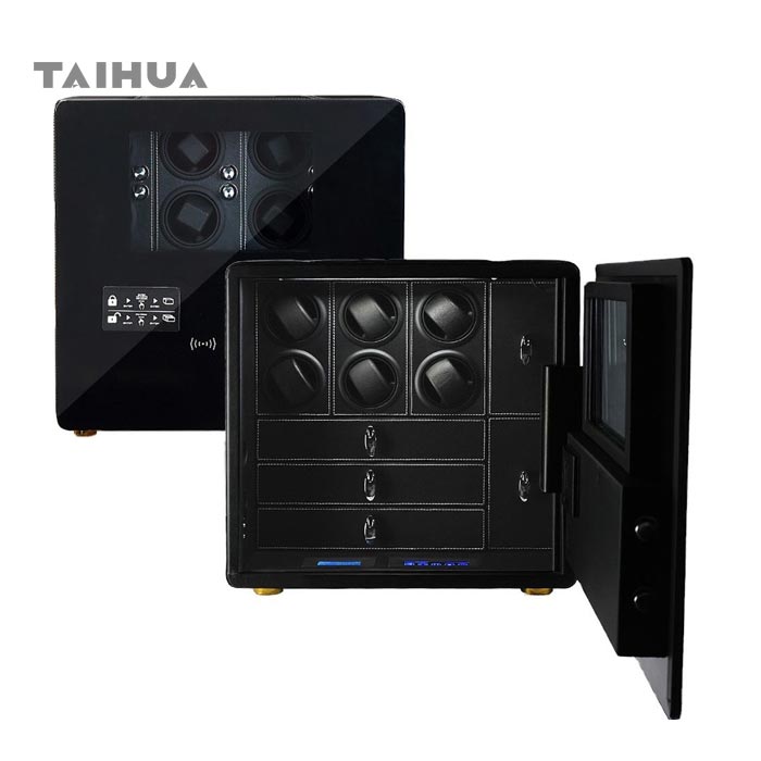Small Safe with Watch Winder with Microfiber Leather Touch Screen LCD Light