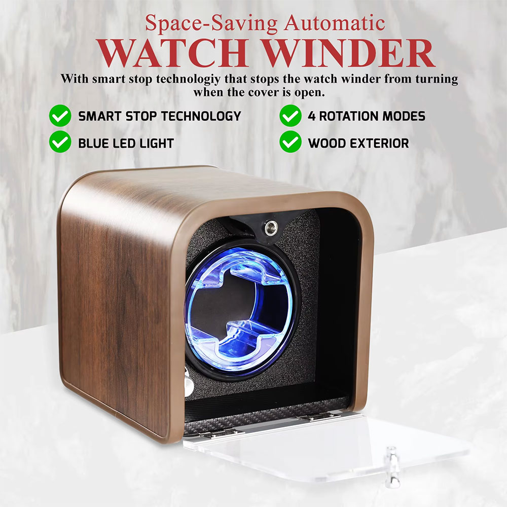 Automatic Single Watch Winder Box with Blue LED Night