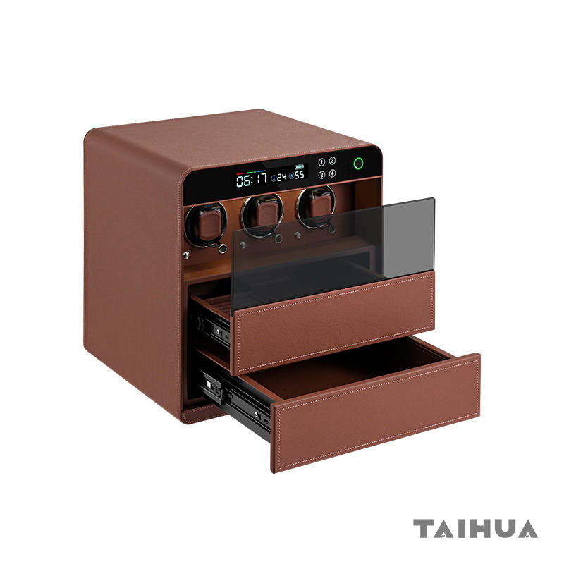 Automatic 3 Watch Winder Case with Safe Drawer Cabinet